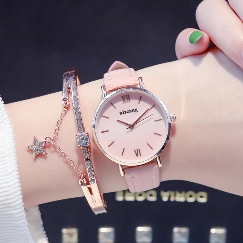 Изображение товара: Простые Женские часы 2021 Ulzzang модные брендовые женские кварцевые часы повседневные женские часы кожаные Наручные часы Montre Femme подарки