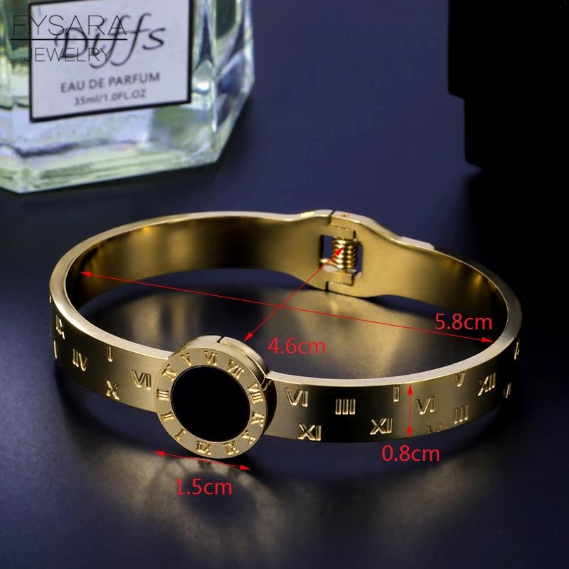 Изображение товара: Модные Винтажные стильные браслеты FYSARA, браслеты из нержавеющей стали золотого цвета, браслеты с римскими цифрами для женщин, ювелирные изделия, аксессуары