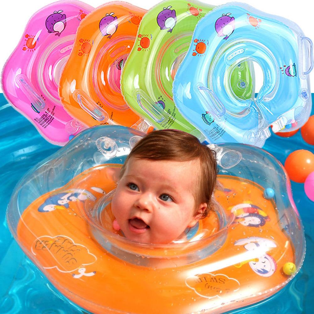 Изображение товара: Аксессуары для бассейнов для детей, надувное кольцо для купания, пляжные аксессуары для детей, безопасность шеи, поплавок для купания новорожденных