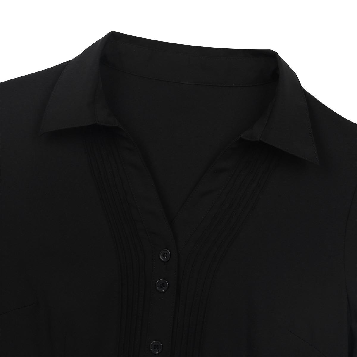 Изображение товара: Женская деловая рубашка с отложным воротником и оборками спереди, Повседневная деловая рубашка, вечерние Блузы для свиданий