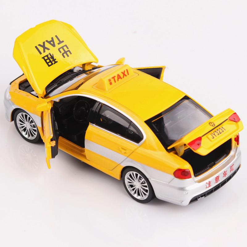 Изображение товара: Горячая продажа 1:32 LaVida такси цинковый сплав модель автомобиля, моделирование детский звук и свет оттяните назад Модель такси игрушка, бесплатная доставка