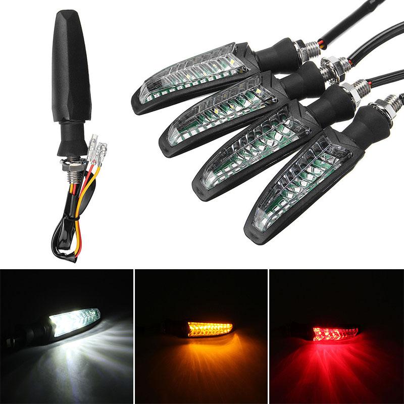Изображение товара: 4x Motorcycle Sequential Flowing LED Turn Signal Indicator DRL Brake Light Lamp