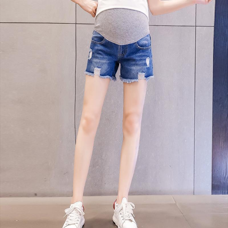 Изображение товара: Летние модные джинсовые шорты для беременных для талии, живота, эластичная короткая джинсовая одежда для беременных женщин