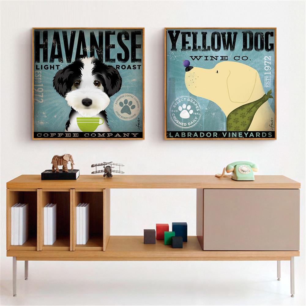 Изображение товара: Настенный плакат в стиле ретро с изображением коричневой собаки, современный минималистичный Забавный принт с изображением животных на холсте, настенные картины для гостиной, домашний декор