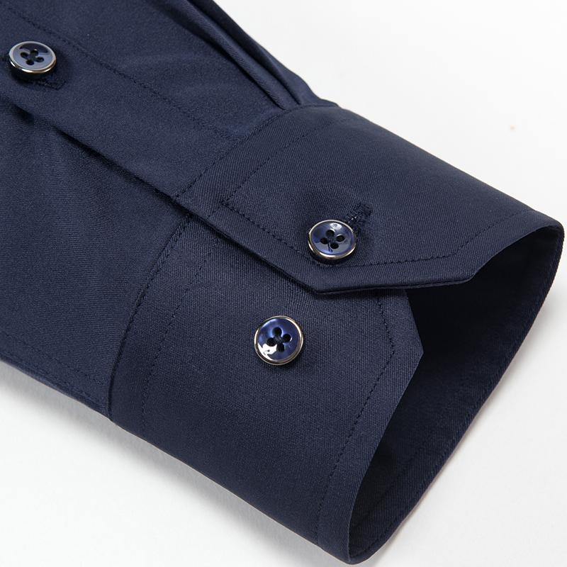 Изображение товара: Мужская классическая рубашка, железная однотонная Базовая рубашка, не требует глажки, простой в уходе, с карманом, длинными рукавами, деловая, Стандартная посадка