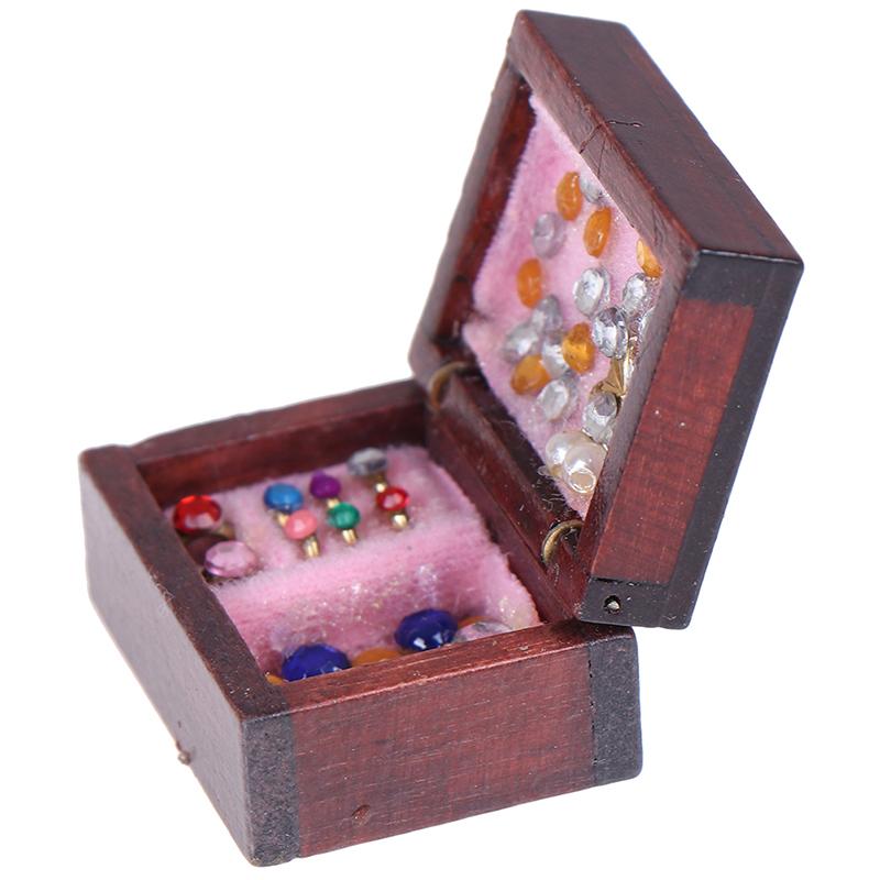 Изображение товара: Миниатюрный Кукольный домик 1/12, винтажная деревянная шкатулка для драгоценностей, миниатюрный домик, Декор, мебель, аксессуары, игрушка