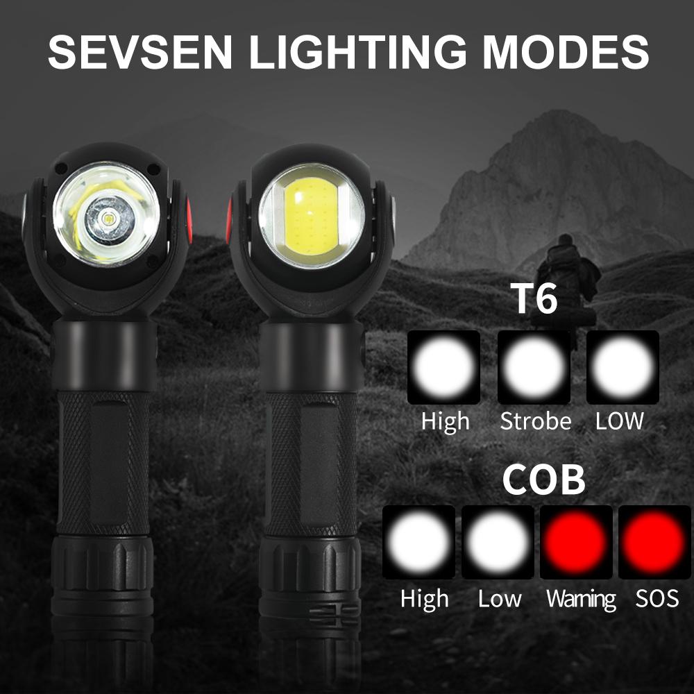 Изображение товара: Светодиодный фонарик Anjoet T6 + COB, 360 градусов, водонепроницаемый магнитный мини-фонарь, уличное использование, аккумулятор 18650 или 26650