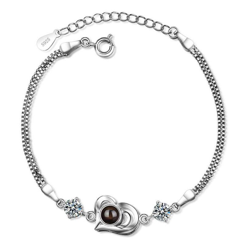 Изображение товара: Очаровательный браслет из стерлингового серебра 925 пробы для женщин, милый браслет с сердечками из розового золота, подарок для женщин, ювелирное изделие