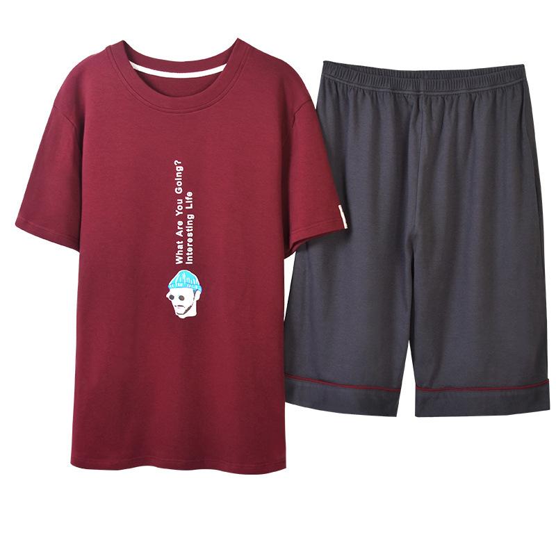 Изображение товара: Мужская Новая корейская хлопковая летняя Пижама свежие удобные с короткими рукавами шорты Тонкая Повседневная мужская пижама пижамный комплект мужские пижамы