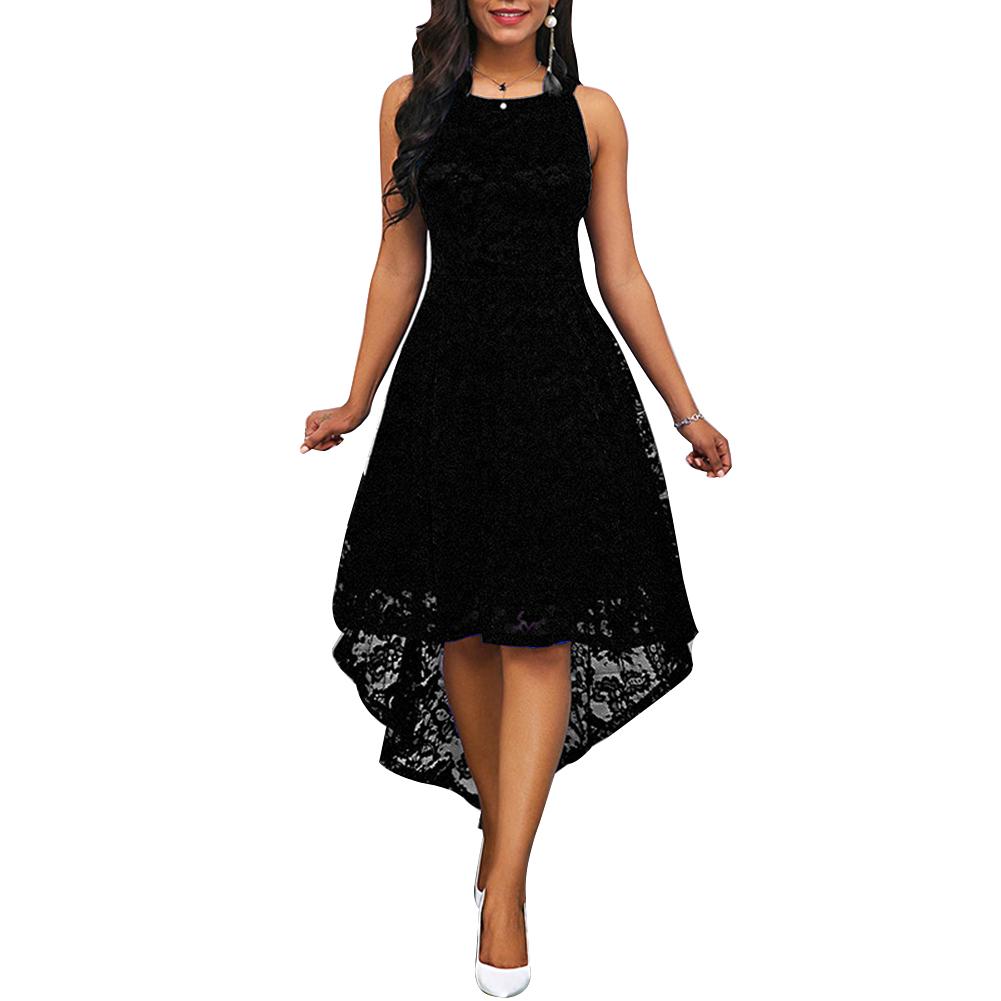 Изображение товара: Платье женское, с цветочным кружевом, без рукавов, с асимметричным подолом, вечервечерние, элегантное, короткое, летнее
