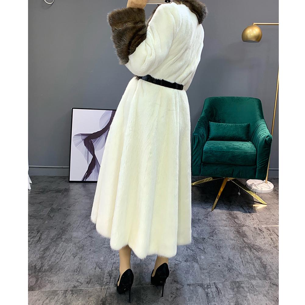 Изображение товара: Новинка 2019, Женская импортная длинная верхняя одежда из меха норки, женская модная теплая длинная Меховая куртка, женская модель