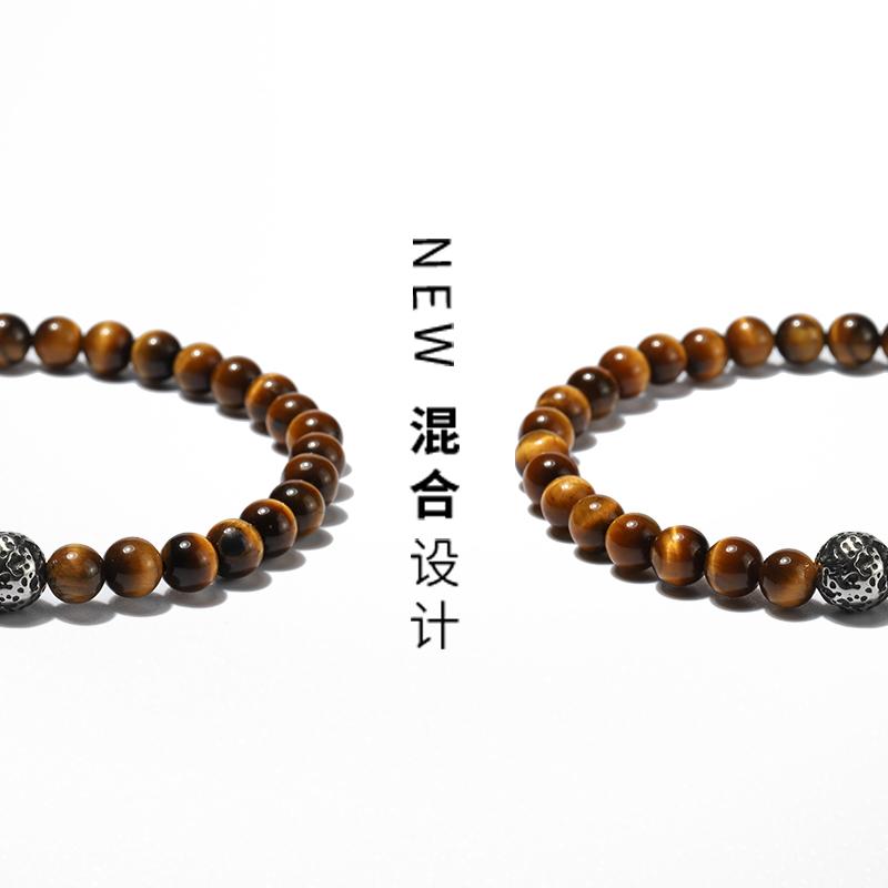 Изображение товара: Модные 6 мм со вставками из натурального камня мужские браслеты ручной работы тигровый глаз камень из нержавеющей ювелирный стальной браслет подарок для мужчин