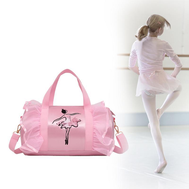 Изображение товара: Черная кружевная балетная сумка для девочек, балетные сумки, спортивная гимнастическая сумка для йоги, танцев для девочек, сумка через плечо, вместительная сумка