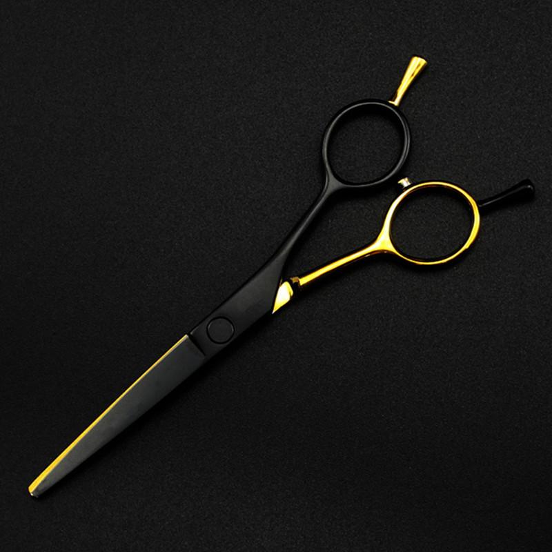 Изображение товара: Профессиональные японские ножницы для стрижки волос 440c 5,5 '', золотистые и Черные ножницы для стрижки, филировки, парикмахерские ножницы для стрижки волос, парикмахерские ножницы