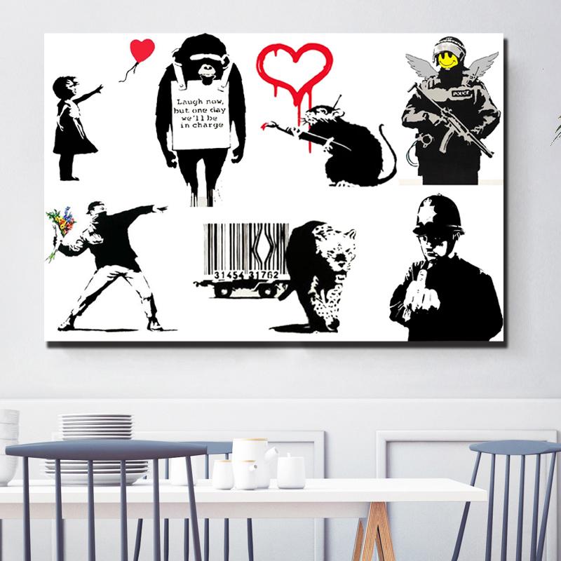 Изображение товара: Картина на холсте с изображением девочки воздушного шара, улицы, панк, модульные картины для гостиной, постер на стену, домашний декор