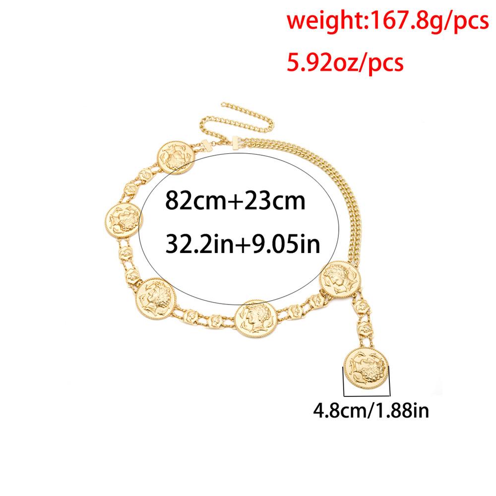 Изображение товара: MAA-OE в богемном стиле Великолепный золотой монеты с шестиугольная ссылка цепочка на талию для женщин модные сережки-гвоздики на пояс для тела цепи вечерние, подарок, ювелирное изделие