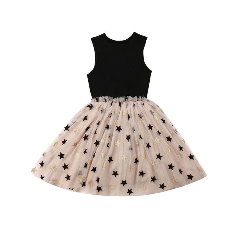 Изображение товара: Pudcoco, летнее Тюлевое кружевное платье принцессы для маленьких девочек, модное блестящее милое детское платье со звездами, официальное бальное платье, сарафан, женское платье