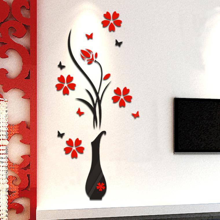 Изображение товара: Наклейка на стену, яркий узор, классическая Наклейка на стену в китайском стиле, ваза, Цветочное дерево, кристалл, 3D наклейки, наклейка, домашний декор 45 #