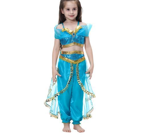 Изображение товара: Летнее танцевальное платье принцессы для девочек, комплект из 2 предметов, кроп-топ на бретельках с блестками и сетчатые лоскутные брюки, детские костюмы для выступлений