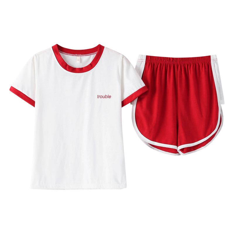 Изображение товара: Женская летняя Корейская Хлопковая пижама, удобные дышащие женские шорты с коротким рукавом, повседневные пижамные комплекты из двух предметов, пижама