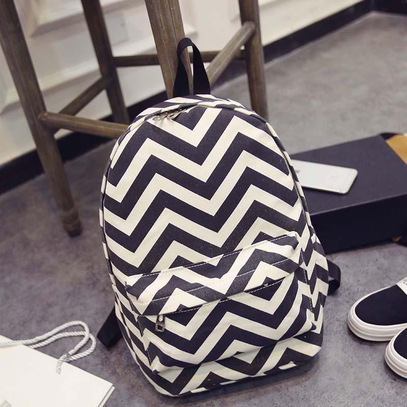 Изображение товара: Дизайнерский полосатый холщовый рюкзак в Корейском стиле на молнии, школьные сумки для девочек-подростков, большие дорожные женские рюкзаки для ноутбука, 3 шт./лот