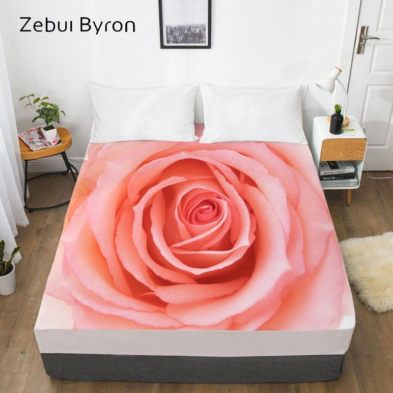 Изображение товара: 3D Custom Bed Sheet With Elastic,Fitted Sheet Red Rose Mr&Mrs For Wedding Mattress Cover, 200/150/160/180x200 bedsheet,drop ship