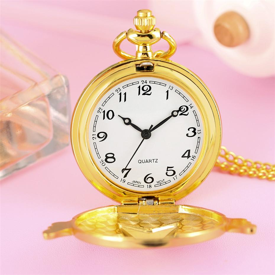 Изображение товара: Кварцевые карманные часы с арабскими цифрами, изысканное золотое ожерелье, цепочка, милые, розовые, белые, полная охота, детские часы с подвеской