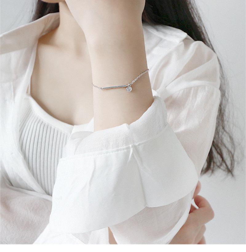 Изображение товара: Женский браслет из серебра 100% пробы, с круглым кубическим цирконием