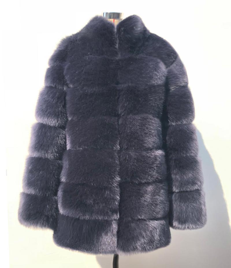 Изображение товара: Роскошное зимнее пальто Savabien, женское однотонное плотное теплое пальто из искусственного меха, пальто большого размера, длинная пушистая Меховая куртка, парка, праздничные пальто