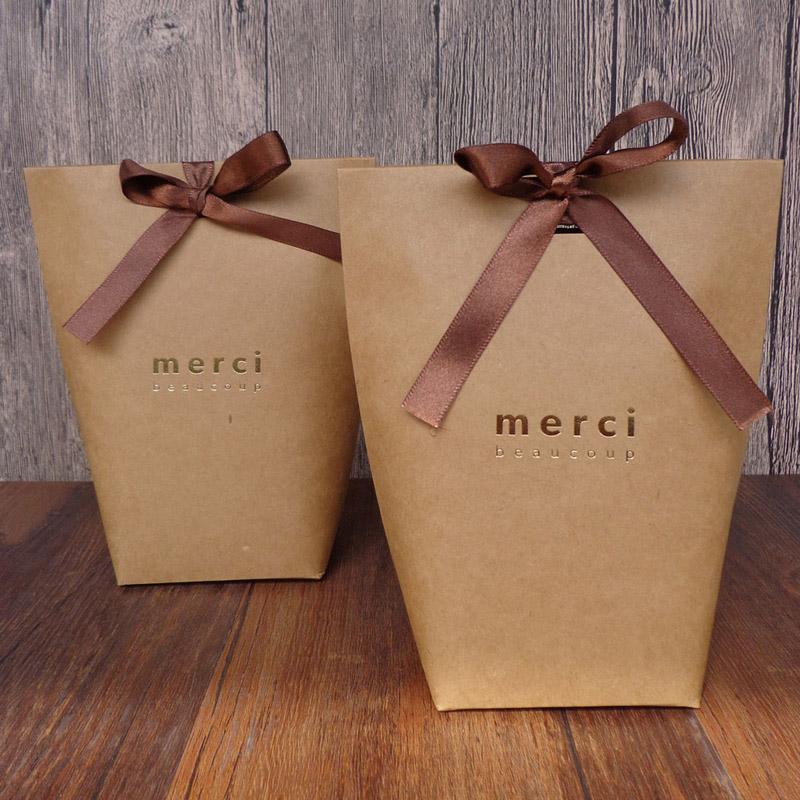 Изображение товара: 5 шт. высококлассный черно-белый бронзирующий мешочек для конфет «спасибо», французская Подарочная коробка «спасибо», посылка для подарков на свадьбу, день рождения, сувенирные мешочки размера S L