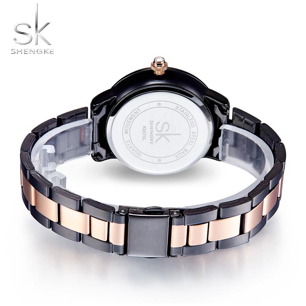 Изображение товара: SK женские часы лучший бренд SHENGKE розовое золото, женские кварцевые часы с кристаллами, роскошные женские наручные часы для девочек, Relogio Feminino