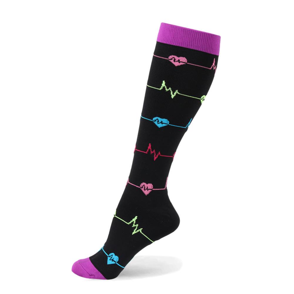 Изображение товара: Носки компрессионные унисекс, для мужчин, женщин, мужчин, нейлоновая пряжа, спортивные, высокие, длинные, носки для бега, Веселый марафон