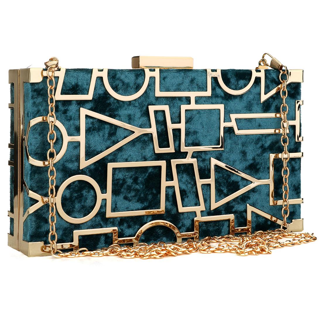 Изображение товара: Вечерние клатчи для женщин, новинка 2021, Модная элегантная сумка на плечо с геометрической цепочкой и кристаллами, кошелек, элегантная сумка