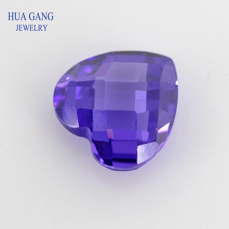 Изображение товара: Фиолетовый в форме сердца, кубический цирконий, двойная контрольная доска, свободные камни CZ, искусственные камни, бусины для ювелирных изделий 3x3-12x12mm