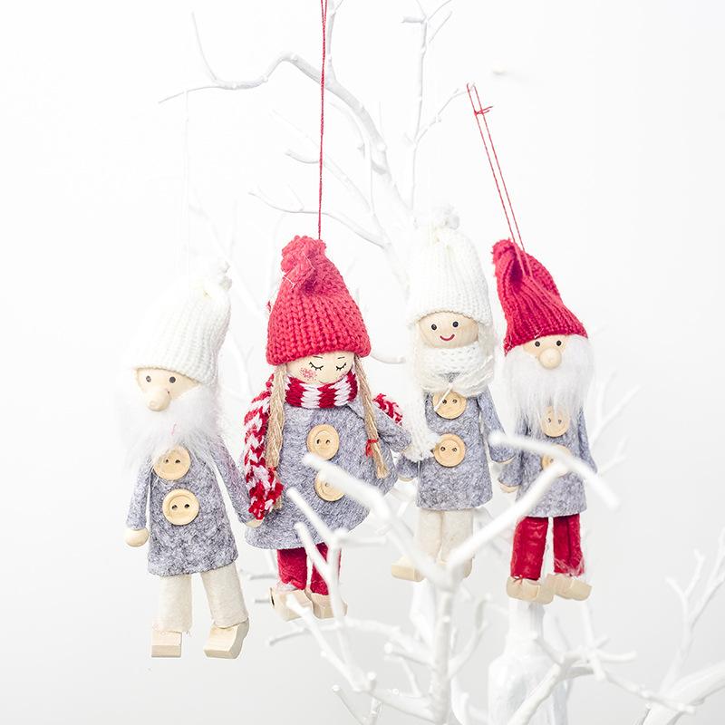 Изображение товара: 2019 подвесные деревянные подвесные куклы, украшения для дома, рождественские пуговицы, украшения для девочек, украшения для рождественской елки, новогодние подарки