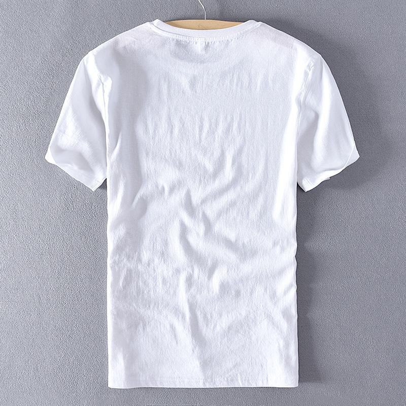 Изображение товара: Новое поступление; обувь в китайском стиле с коротким рукавом льняная Футболка мужская брендовая летняя футболка мужские повседневные модные футболки для мужчин camiseta