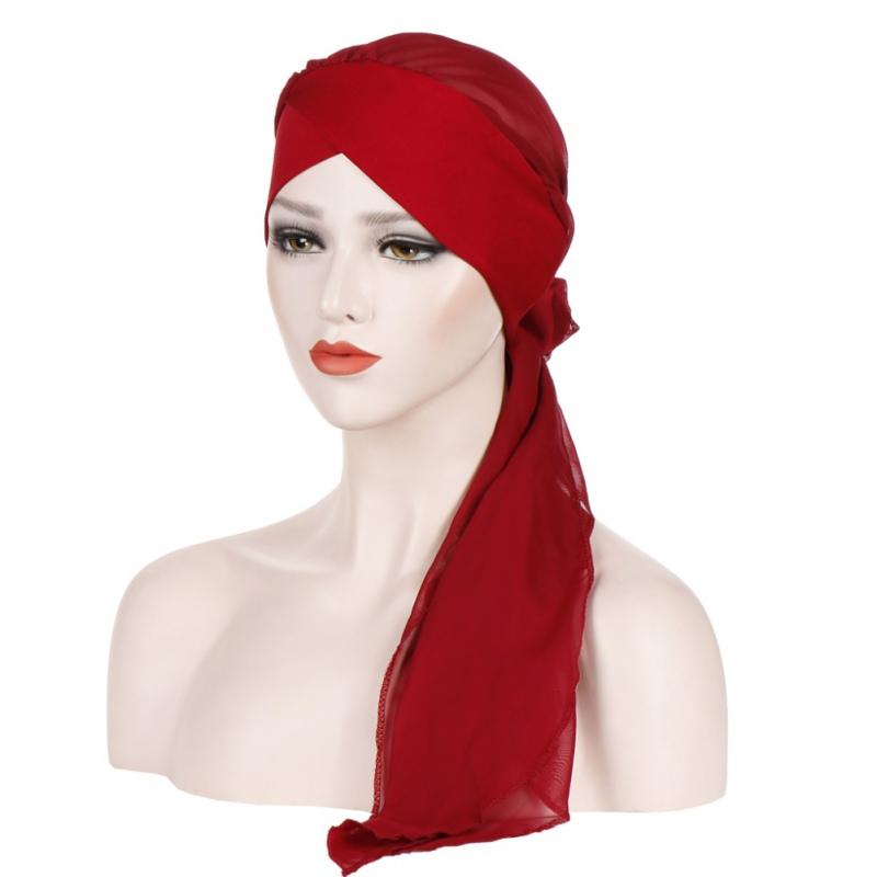 Изображение товара: Шапочка-тюрбан для мусульманских женщин, эластичный головной платок, бандана, хиджаб, Кепка для выпадения волос, Кепка с цветочным принтом, Кепка для химиотерапии, арабские и индийские