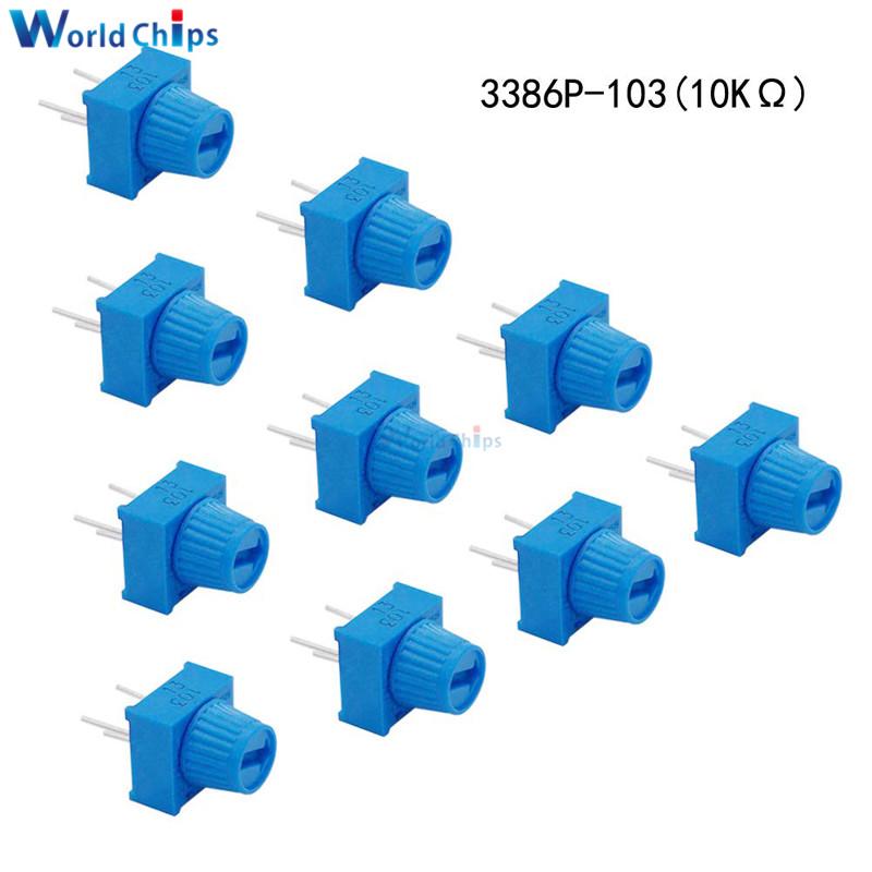 Изображение товара: Резистор потенциометра Trimpot 3386P-1-103, 10 кОм, 10 кОм, с ручкой, для Arduino