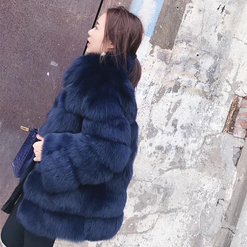 Изображение товара: Роскошное зимнее пальто Savabien, женское однотонное плотное теплое пальто из искусственного меха, пальто большого размера, длинная пушистая Меховая куртка, парка, праздничные пальто