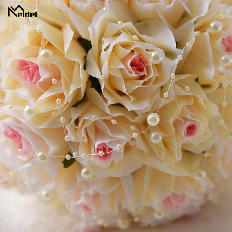 Изображение товара: Meldel свадебные букет искусственного шелка Роза Пион 7 цветок с головками розовый букет невесты DIY Выходные туфли на выпускной бал Свадебные Поставки
