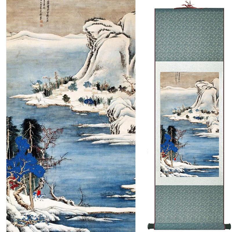Изображение товара: Пейзаж картины для дома, офиса, украшение китайский свиток картина с изображением гор и реки живопись 19071506