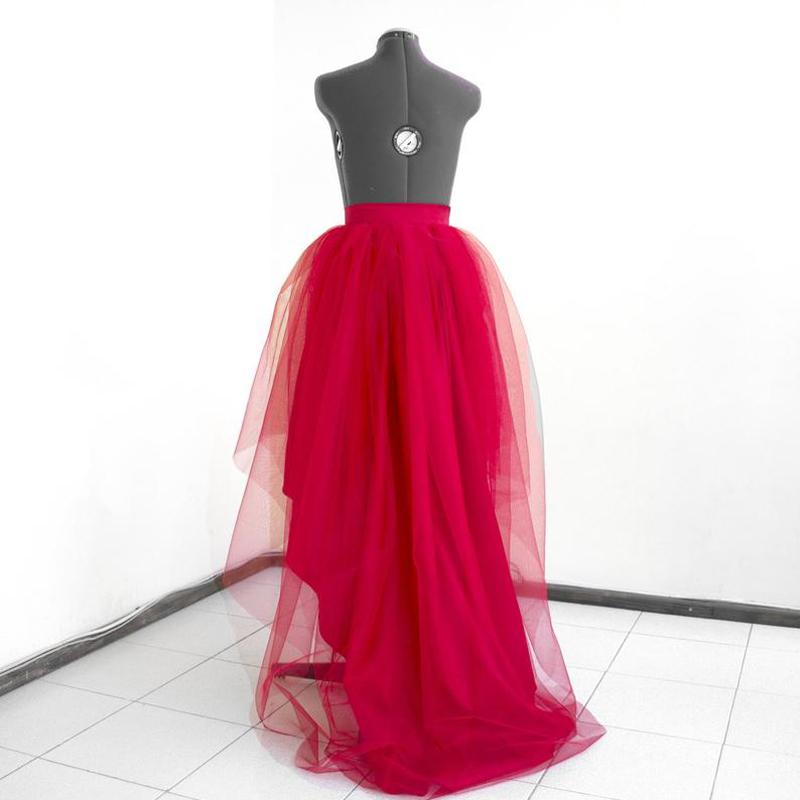 Изображение товара: Юбка-пачка из фатина красного цвета на свадьбу, модная многослойная Асимметричная юбка для выпускного вечера