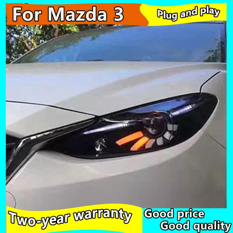 Изображение товара: Автомобильный Стайлинг для Mazda 3 светодиодные фары 2014-2016 Mazda3 Axela светодиодный задний фонарь светодиодный DRL Hid фара ангельский глаз Bi Xenon аксессуары