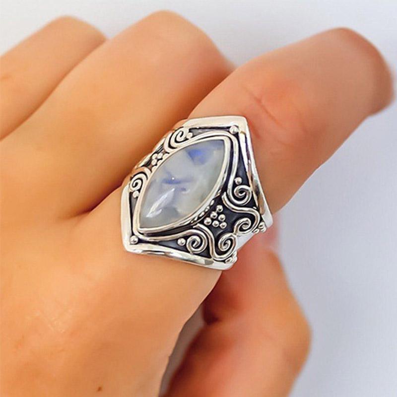 Изображение товара: Кольцо с лунным камнем для мужчин и женщин, из серебра 925 пробы