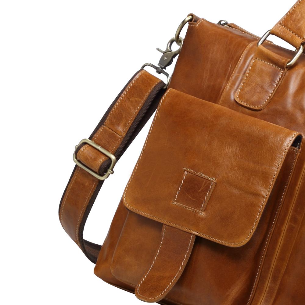 Изображение товара: Большая деловая дорожная сумка, мужская коричневая дизайнерская Наплечная Сумка для ноутбука, для офиса, сумки-почтальонки из натуральной кожи