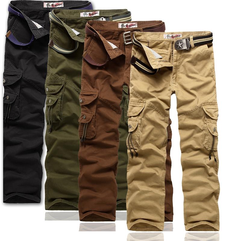 Изображение товара: 2019 военные мужские брюки-карго армейские зеленые большие карманы хлопковые мужские повседневные брюки удобные мужские осенние армейские брюки большие размеры