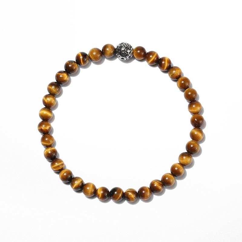 Изображение товара: Модные 6 мм со вставками из натурального камня мужские браслеты ручной работы тигровый глаз камень из нержавеющей ювелирный стальной браслет подарок для мужчин