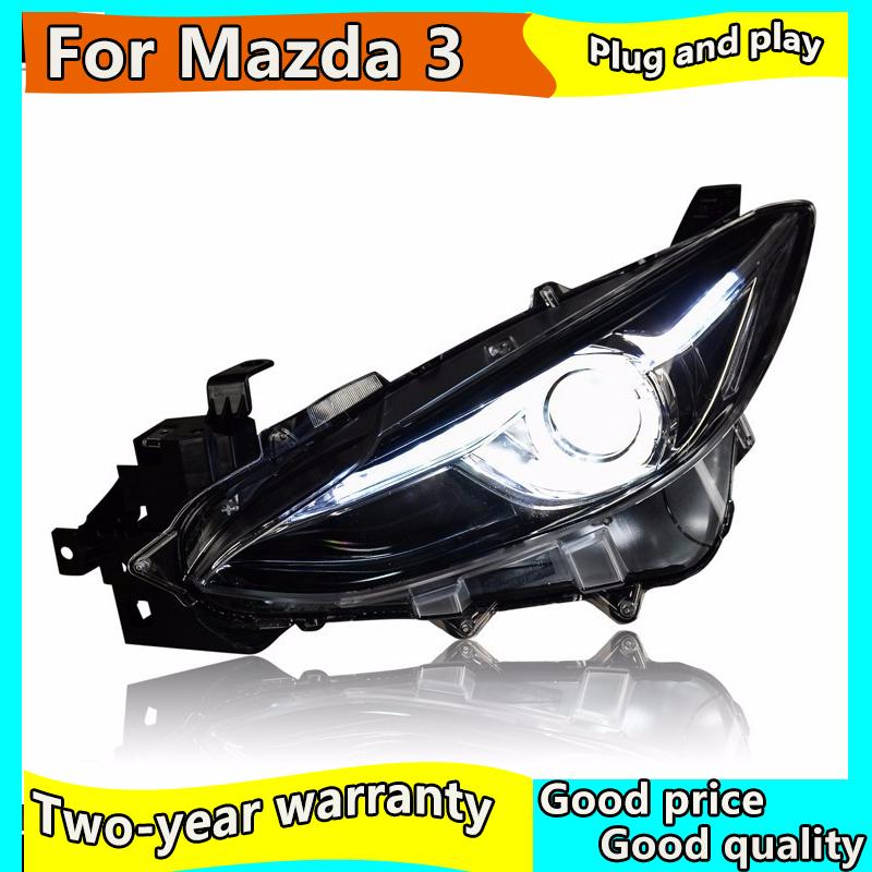 Изображение товара: Автомобильный Стайлинг для Mazda 3 Axela светодиодный фонарь 2014-2016 Новый Mazda3 светодиодный DRL Hid головной фонарь Angel Eye Bi Xenon аксессуары