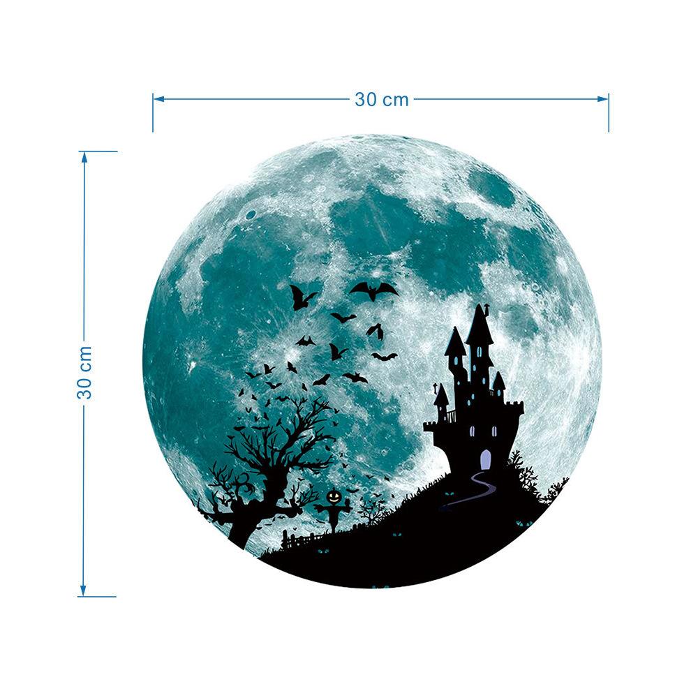 Изображение товара: Светящаяся луна, светящаяся наклейка на стене на Хэллоуин, летучая мышь, ведьма, замок, флуоресцентная Наклейка на стену
