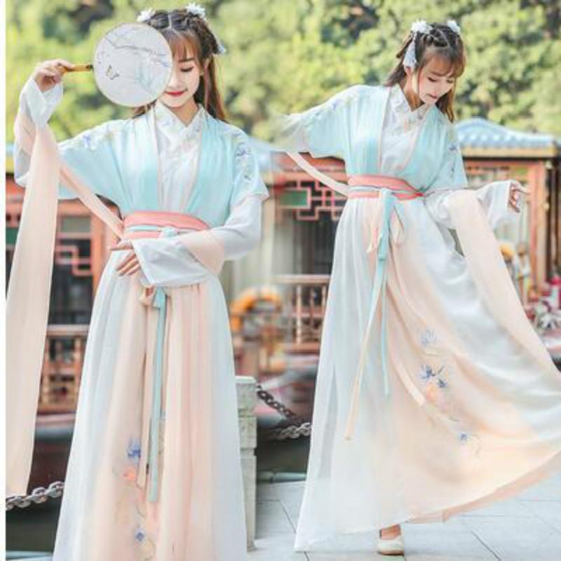 Изображение товара: Chinese style Hanfu embroidery costume costume spring and autumn adult female daily student stage performance photo suit